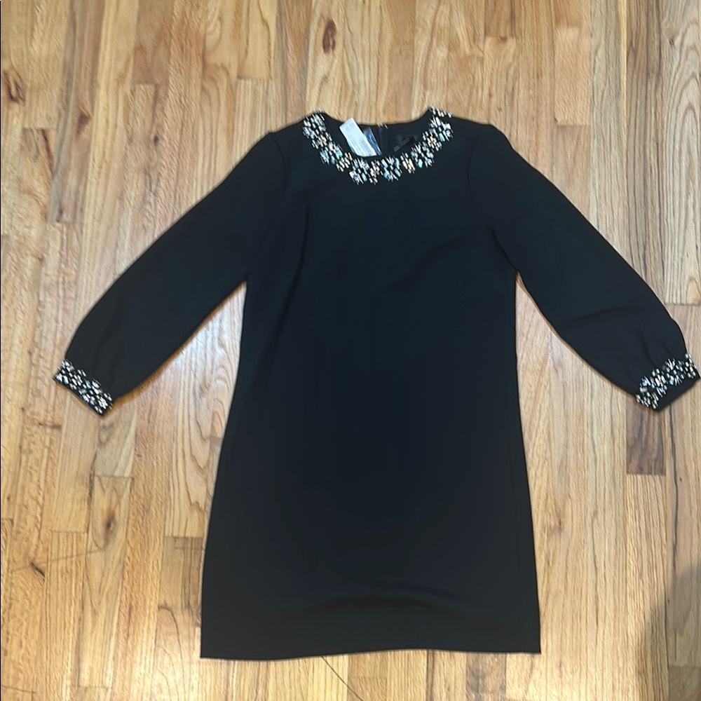 J. Crew Black Dress with Floral Embellishments